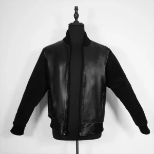 Bomber negro gamuza y napa