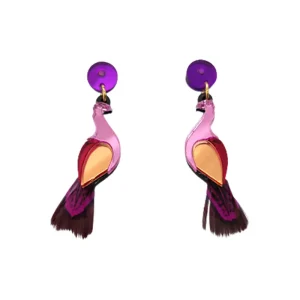 Pendientes Chocolate mini pavo real rosa