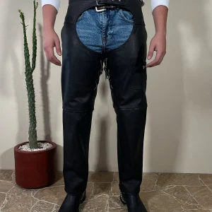 Biker chaps darkest black