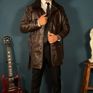 -Biker coat dark brown sheep-